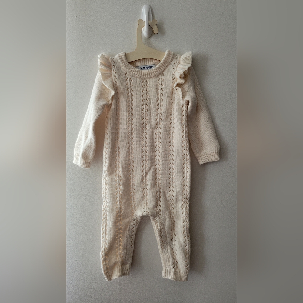 Old Navy Cream Heavy Knit Romper